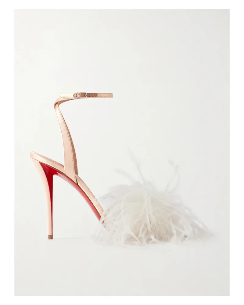 Christian Louboutin Miss Z Poupi 100 Sandalen Aus Satin Mit Federverzierung - Pink Pink