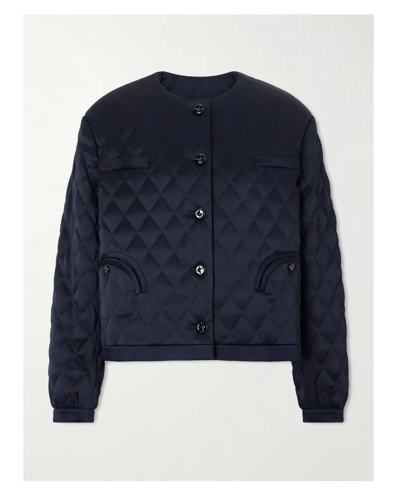Blazé Milano Gliss Cropped Quilted Satin Jacket - Blue Blue