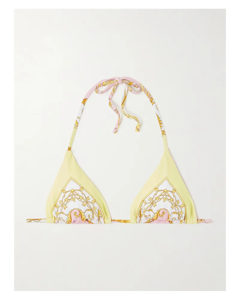 Versace Printed Triangle Bikini Top - Yellow Yellow