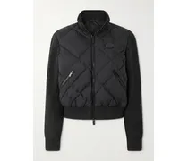 Ribbed Wool-blend Paneled Padded Shell Down Jacket - Black