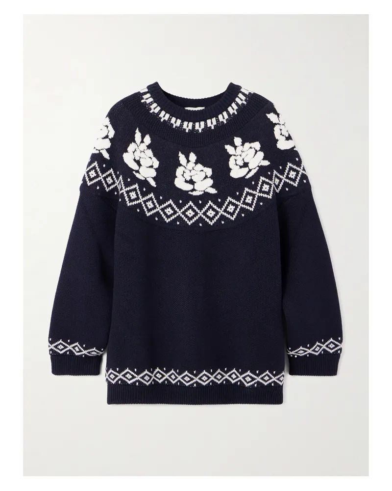 Magda Butrym Pullover Aus Wollstrick Mit Intarsienmuster - Blau Blau
