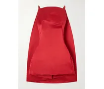 Cape-effect Silk-satin Mini Dress - Red