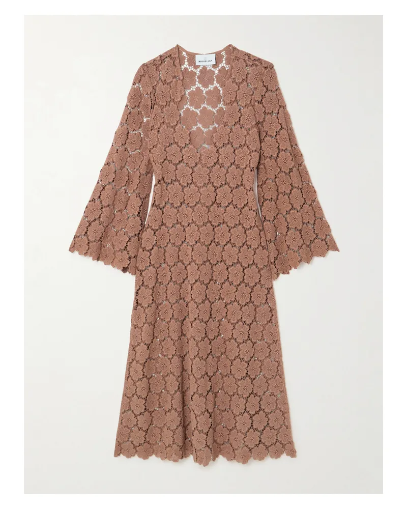 Miguelina Arelis Kaftan Aus Guipure-spitze Aus Baumwolle - Braun Braun