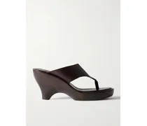 Wild Wedge Mules Aus Leder Mit Plateausohle - Braun