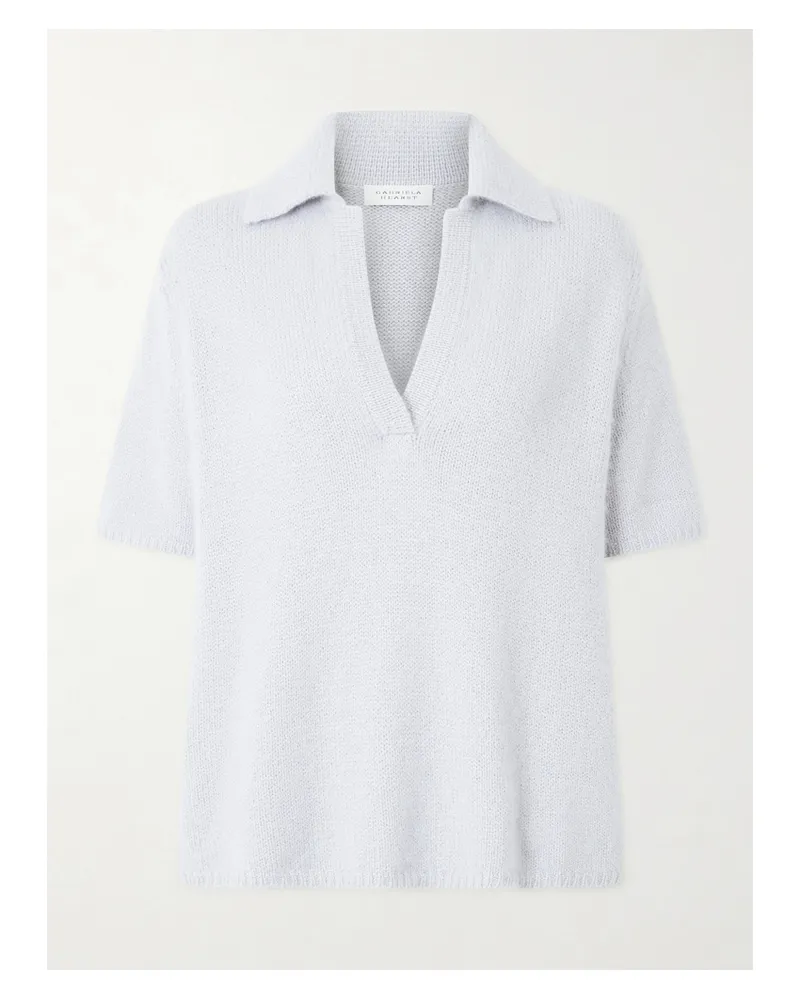 Gabriela Hearst Sohan Brushed-cashmere Polo Sweater - Blue Blue
