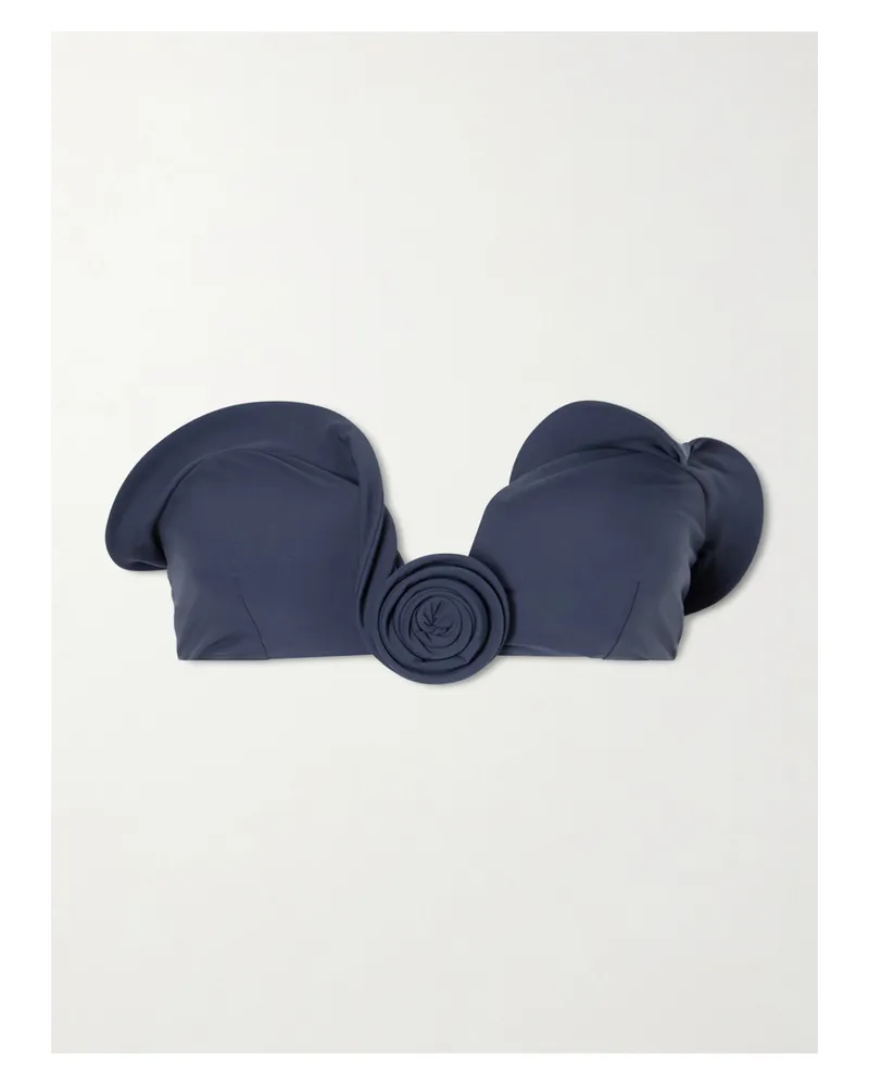 Magda Butrym Floral-appliquéd Bikini Top - Blue Blue