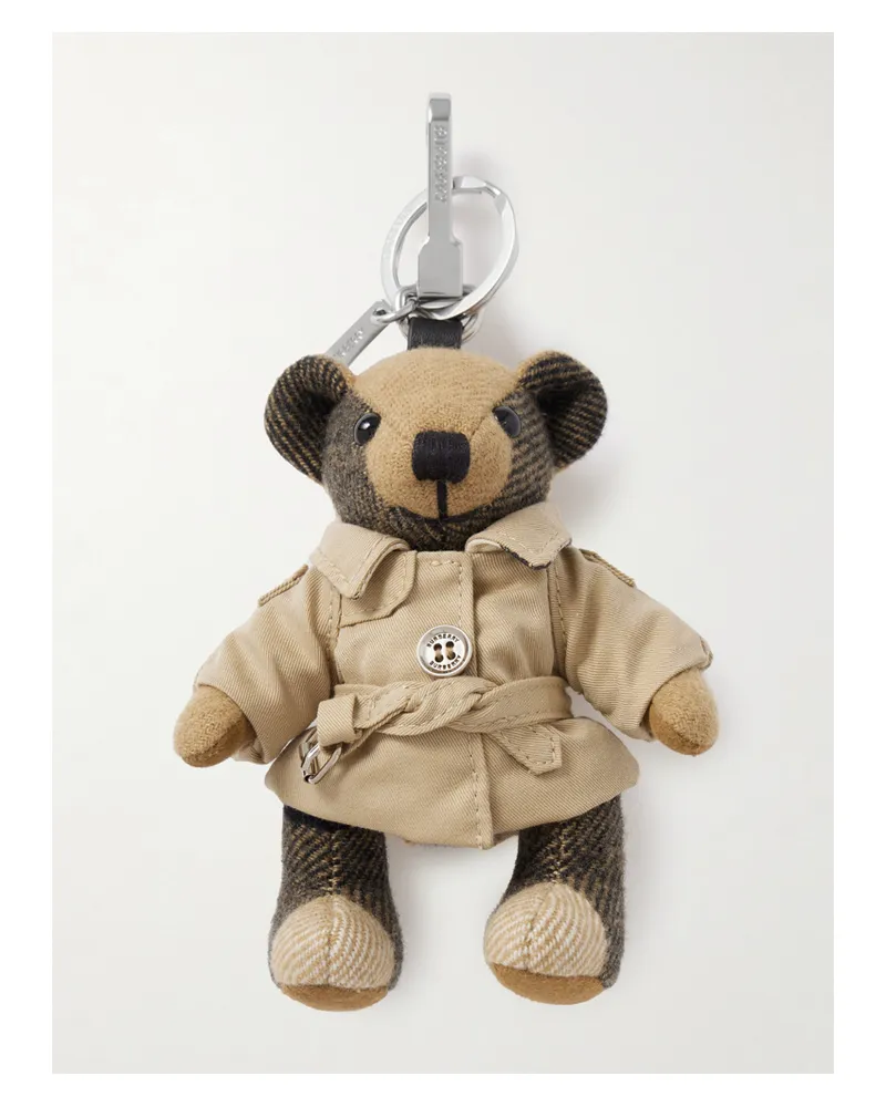 Burberry Silver-tone, Cotton-gabardine And Cashmere Charm - Brown Brown