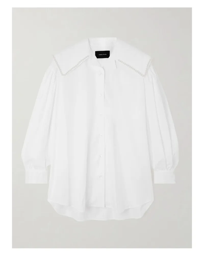 Simone Rocha Hemd Aus Baumwollpopeline Mit Kunstperlen - Weiß Weiß