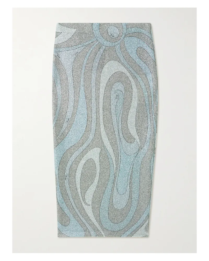 Emilio Pucci Midirock Aus Bedrucktem Metallic-jersey - Silber Silber
