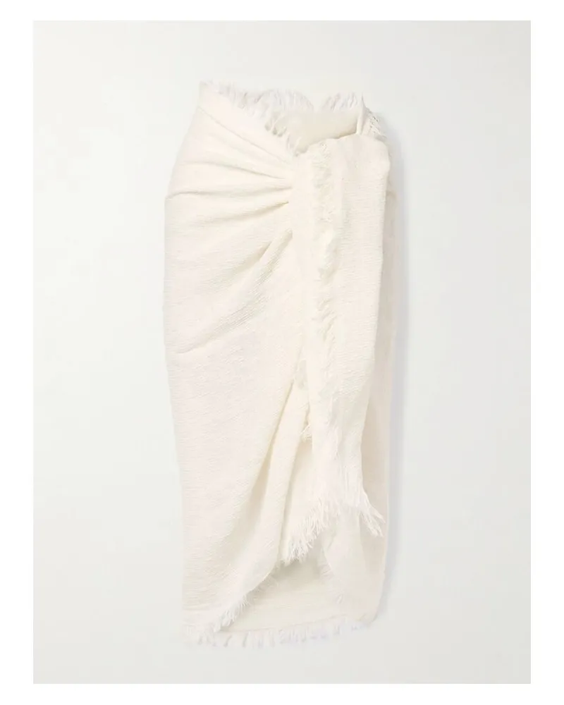 Totême Schal Aus Bouclé Aus Einer Leinenmischung Mit Jacquard-muster Und Fransen - Creme Creme