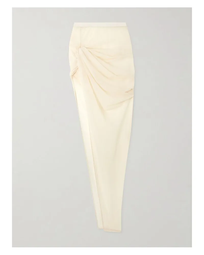 Rick Owens Twist Edfu Asymmetrischer Maxirock Aus Jersey Mit Raffungen - Elfenbein Elfenbein
