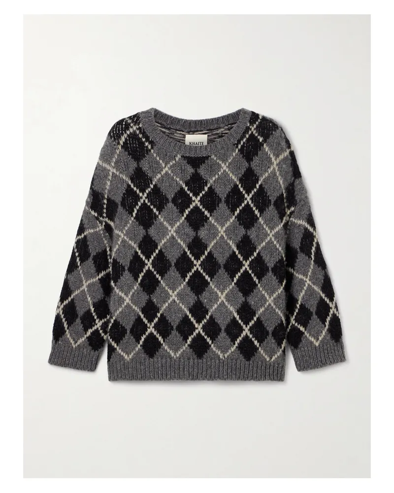 KHAITE Colt Pullover Aus Kaschmir In Jacquard-strick Mit Argyle-muster - Grau Grau