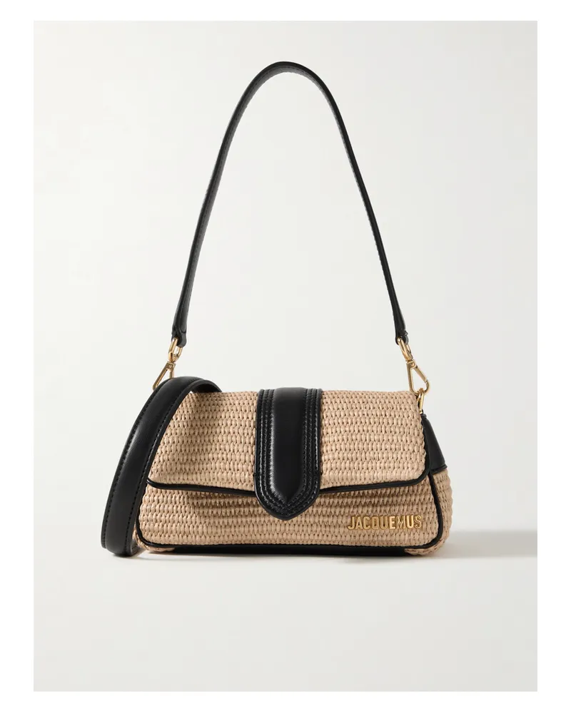 Jacquemus Le Petit Bambimou Wattierte Schultertasche Aus Raffiabast Mit Lederbesätzen - Neutral Neutral