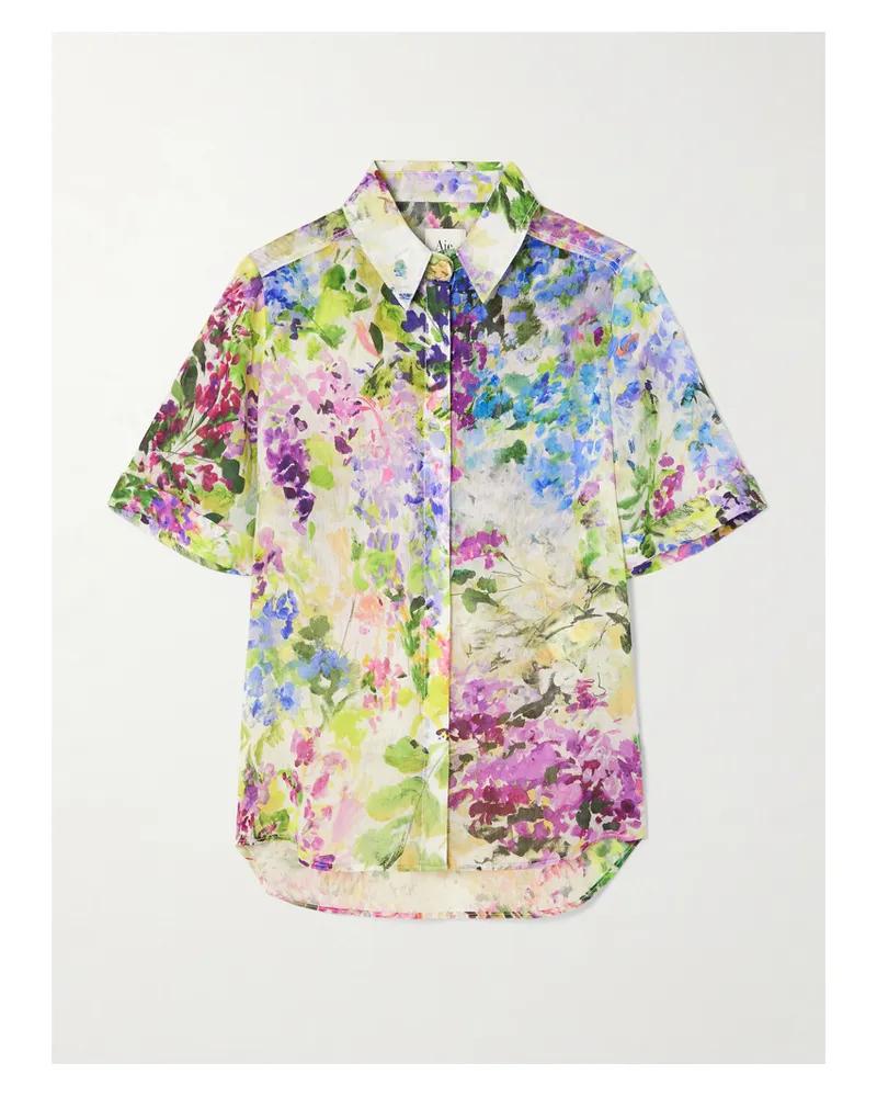 Aje. Adina Hemd Aus Einer Lyocell-mischung Mit Blumenprint - Lila Lila