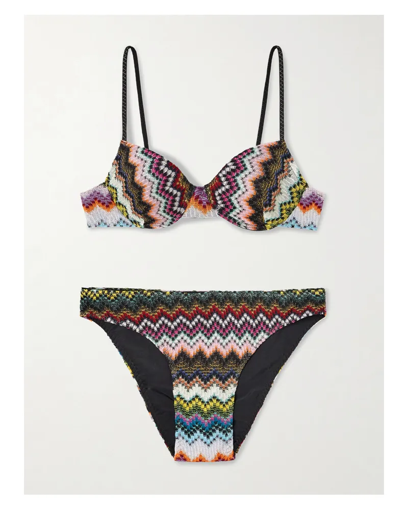 Missoni Mare Metallic Striped Crochet-knit Bikini - Multi Multi