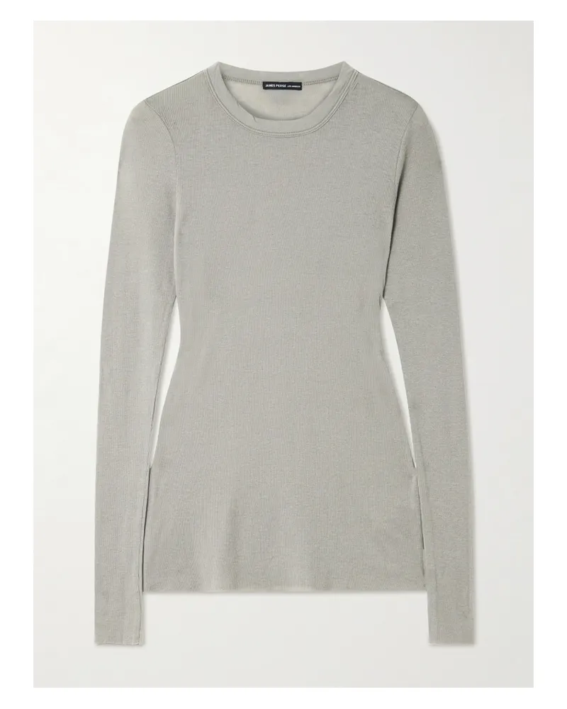 James Perse Ribbed Cotton And Cashmere-blend T-shirt - Green Green