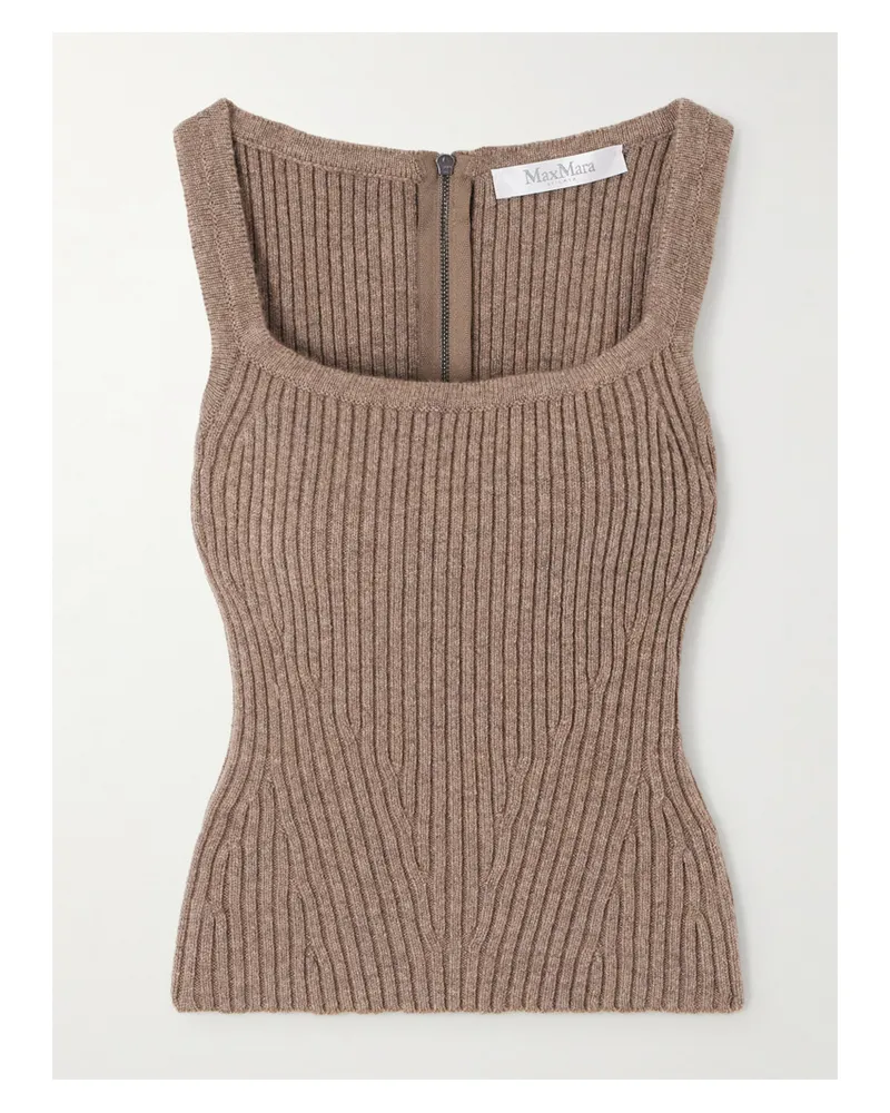 Max Mara Aretusa Tanktop Aus Einer Gerippten Wollmischung - Braun Braun