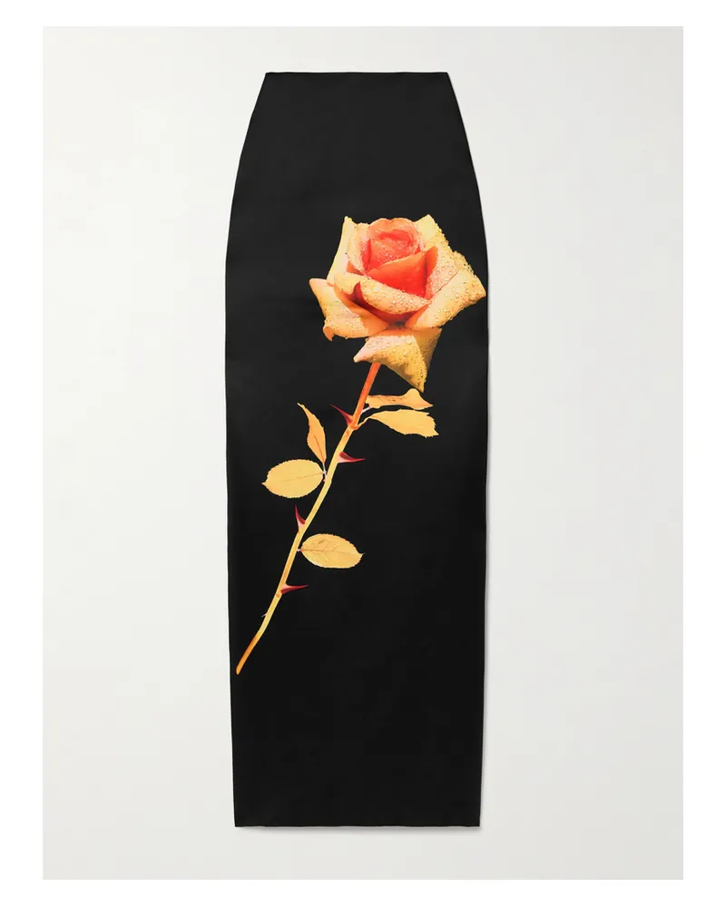 David Koma Maxirock Aus Duchesse-satin Mit Blumenprint - Schwarz Schwarz