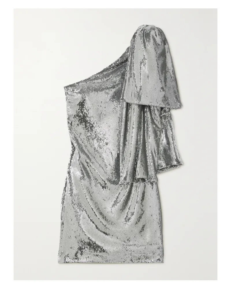 BERNADETTE Josselin Asymmetrisches Minikleid Aus Crêpe Mit Pailletten Und Schleife - Silber Silber
