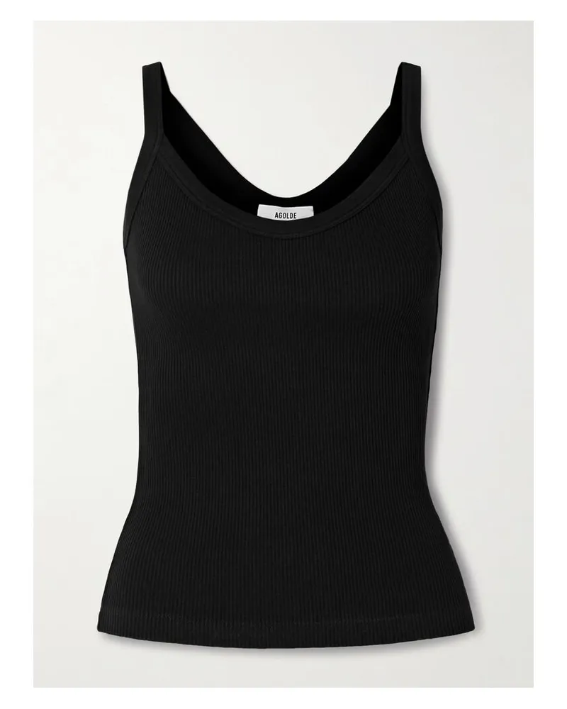 AGOLDE Jordan Tanktop Aus Einer Gerippten Mischung Aus Biobaumwolle Und Tencel™ Lyocell Mit Stretch-anteil - Schwarz Schwarz