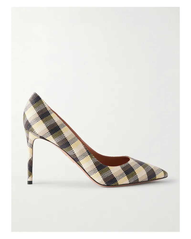 Aquazzura Purist Checked Raffia Pumps - Yellow Yellow