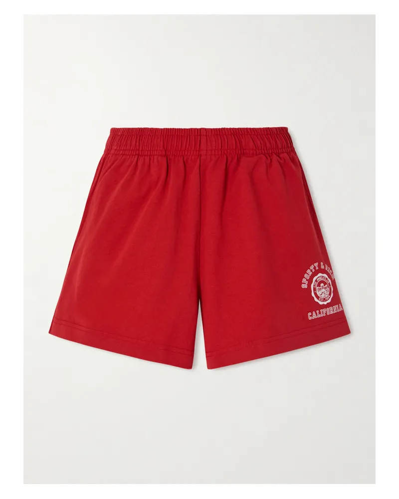 SPORTY & RICH California Shorts Aus Baumwoll-jersey Mit Print - Rot Rot