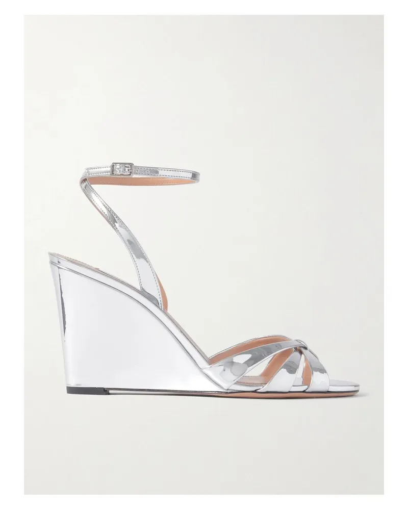 Aquazzura Tati 85 Wedges Aus Metallic-leder - Silber Silber