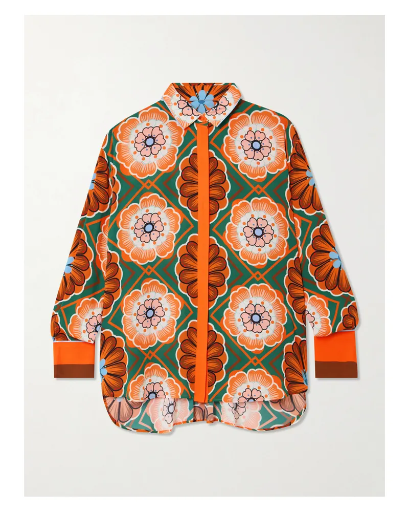 Borgo De Nor Nova Hemd Aus Bedrucktem Crêpe - Orange Orange