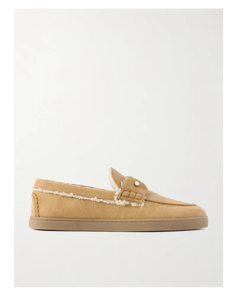 Christian Louboutin Chambeliboat Shearling-lined Suede Loafers - Brown Brown
