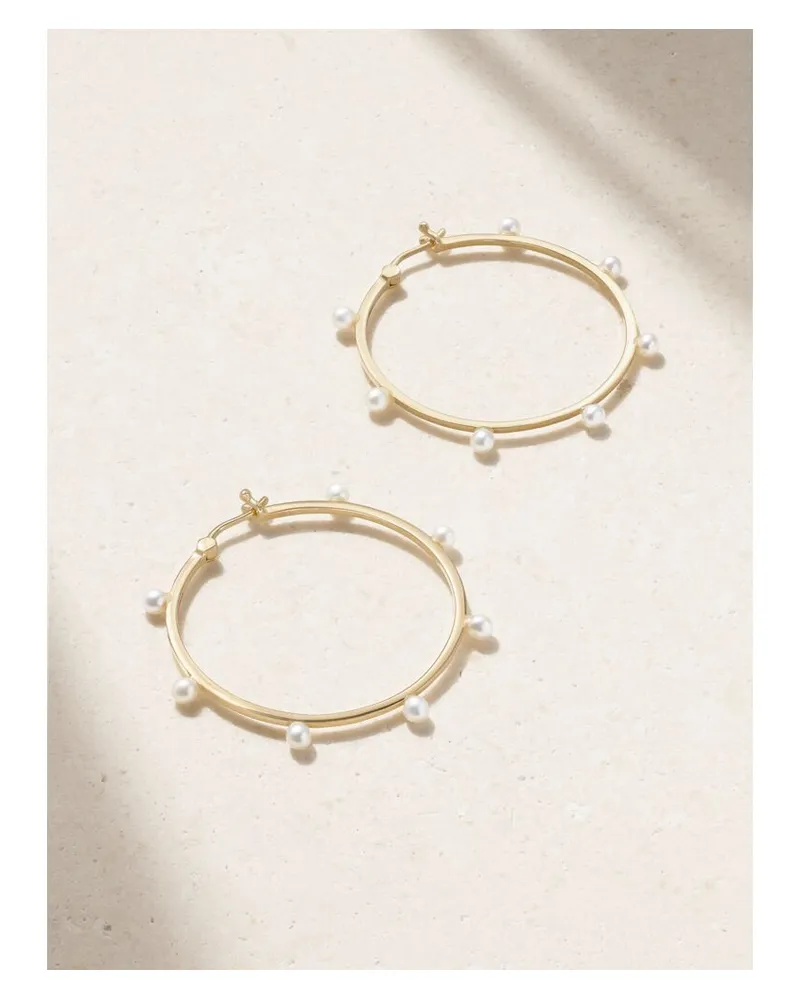 MATEO Large Dot Creolen Aus 14 Karat Gold Mit Perlen Gold