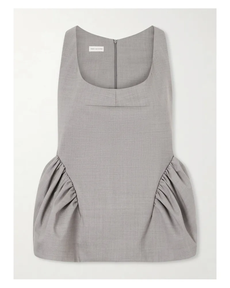 Dries van Noten Caylo Crepe Peplum Top - Gray Gray