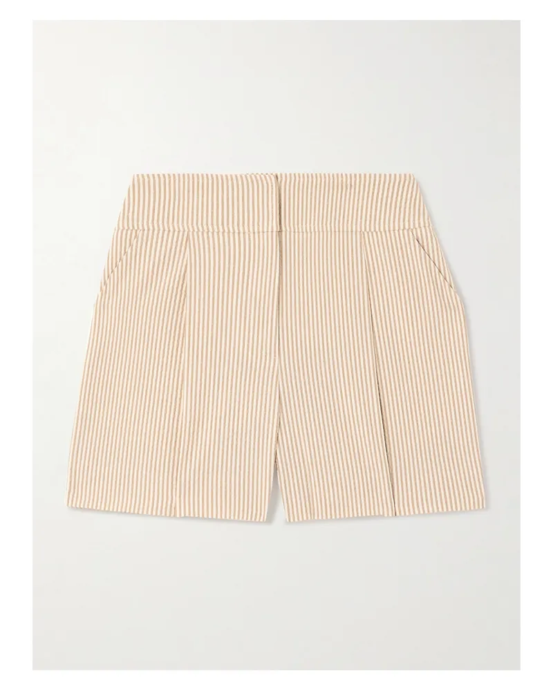 Veronica Beard Haina Shorts Aus Gestreiftem Seersucker Aus Einer Baumwollmischung - Wollweiß Wollweiß
