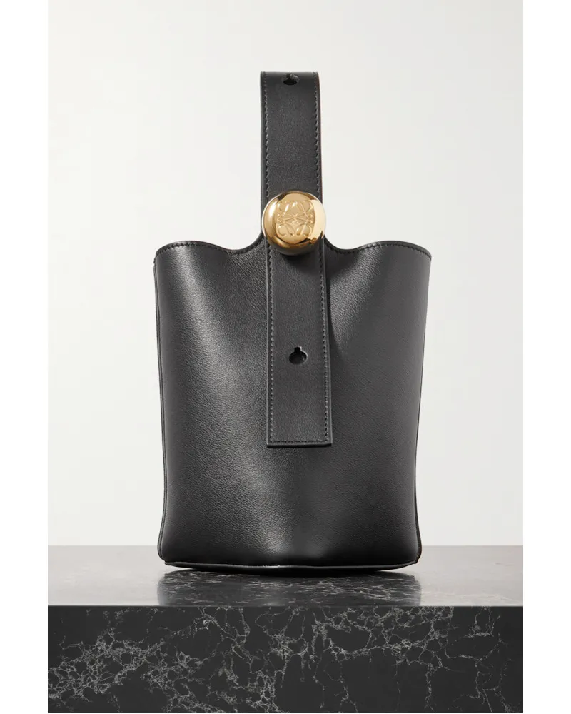 Loewe Pebble Mini Tote Aus Leder Schwarz