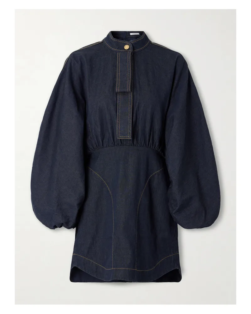 Zimmermann Mini-jeanskleid Mit Raffung - Blau Blau