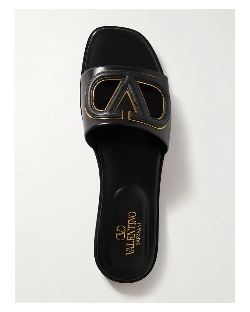 Valentino Garavani Vlogo Pantoletten Aus Leder Mit Cut-outs - Schwarz Schwarz