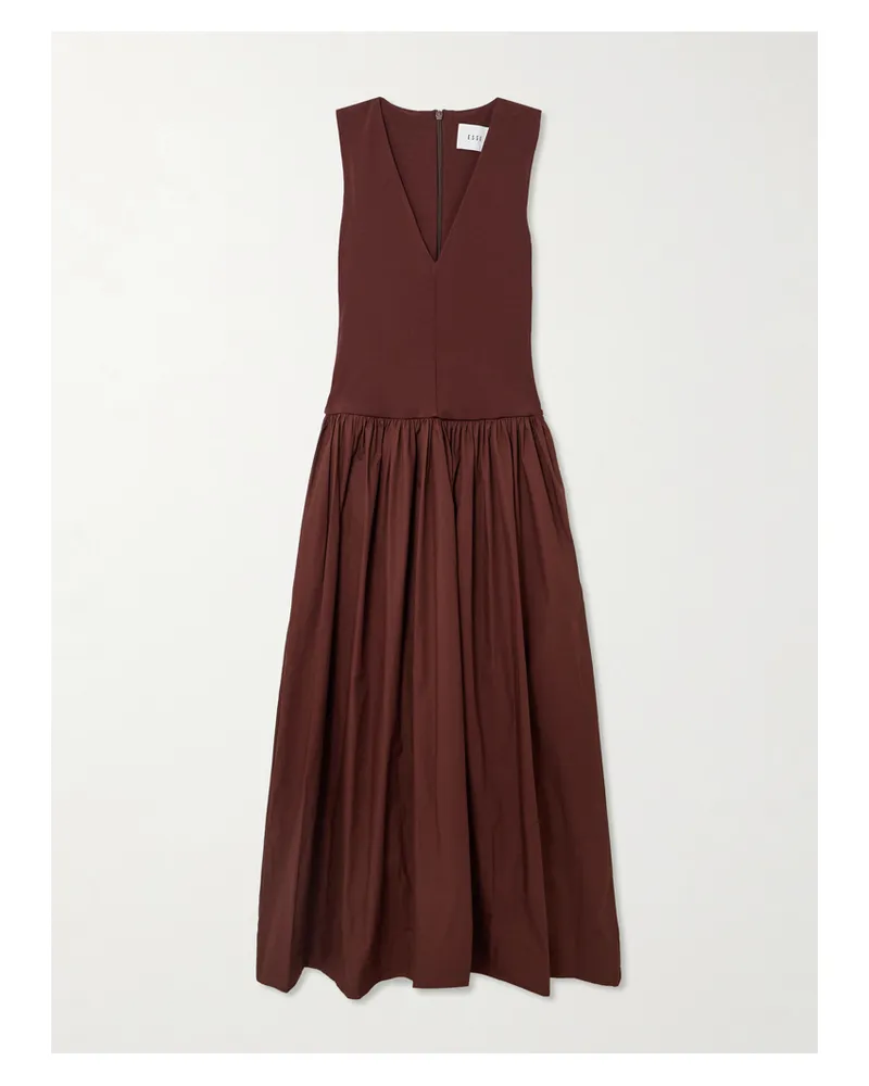 Esse Studios Maxikleid Aus Stretch-strick Und Biobaumwollpopeline Mit Raffung - Braun Braun