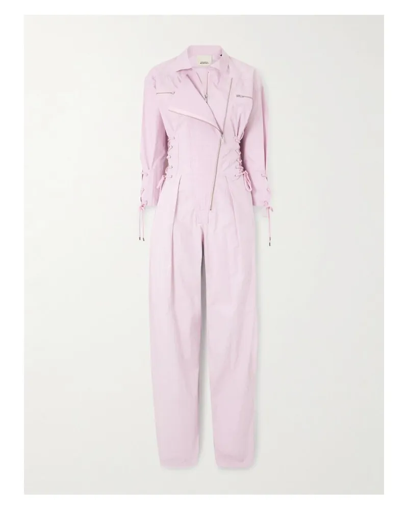 Isabel Marant Irianna Jumpsuit Aus Baumwoll-canvas Mit Falten Und Schnürungen - Pink Pink