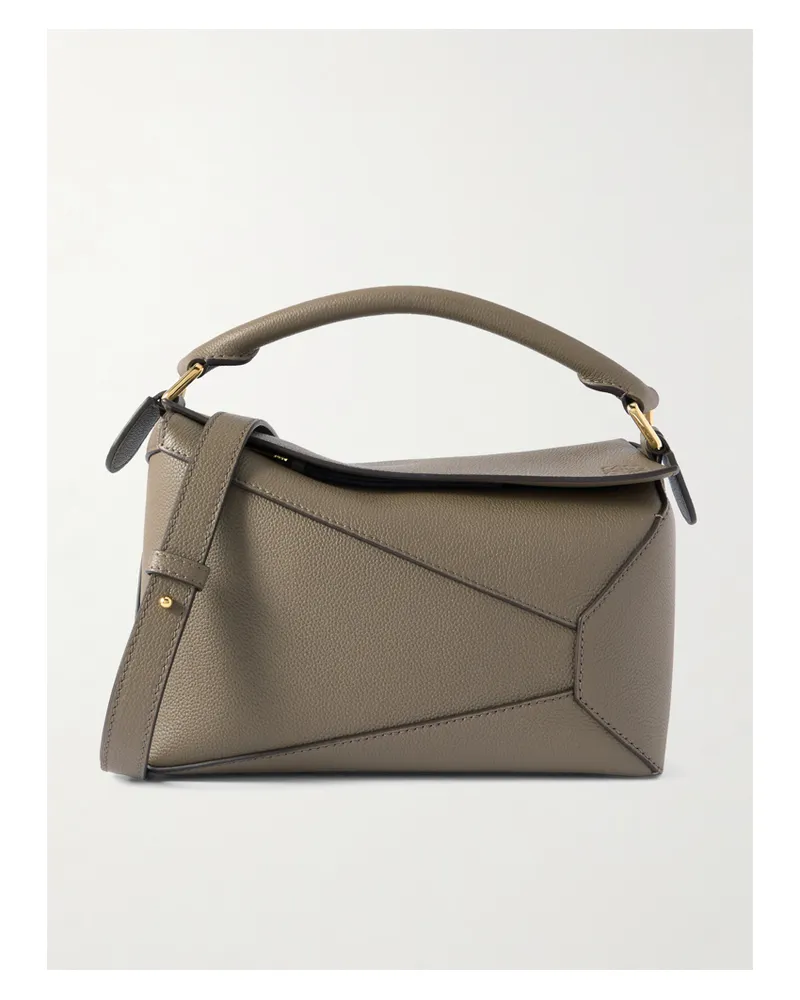 Loewe Puzzle Edge Small Textured-leather Shoulder Bag - Brown Brown