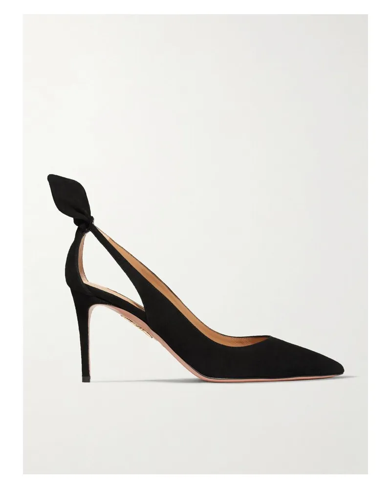 Aquazzura Bow Tie 85 Pumps Aus Veloursleder Mit Knoten - Schwarz Schwarz