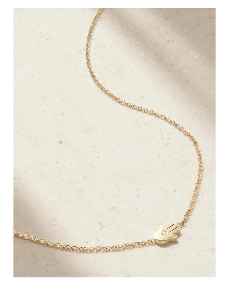 Jennifer Meyer Mini Hamsa Kette Aus 18 Karat Gold Mit Diamant Gold