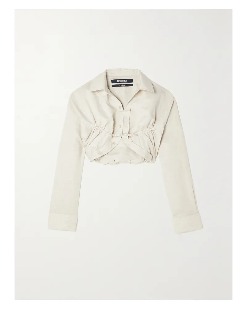 Jacquemus Machou Verkürztes Hemd Aus Canvas Aus Einer Baumwoll-leinenmischung - Ecru Ecru