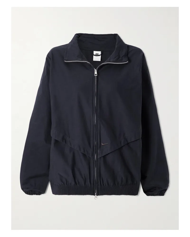 Nike Windrunner Jacke Aus Twill Aus Einer Baumwollmischung Mit Stickereien - Schwarz Schwarz