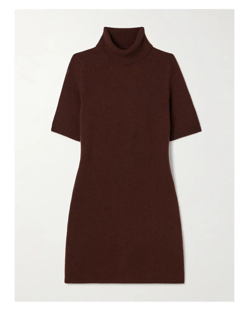 DÔEN Agathe Cashmere Turtleneck Mini Dress - Brown Brown