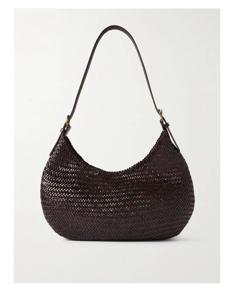 Dragon Diffusion Luna Mezza Woven Leather Shoulder Bag - Brown Brown