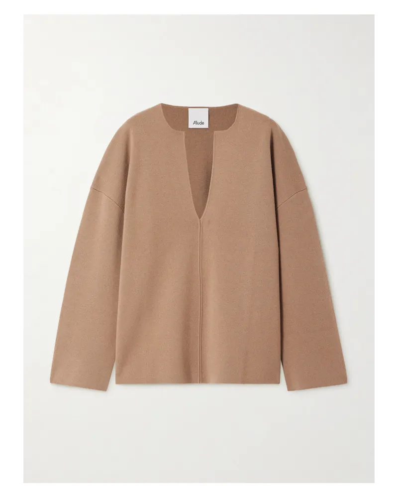ALLUDE Serafino Wool And Cashmere-blend Sweater - Neutrals Neutrals