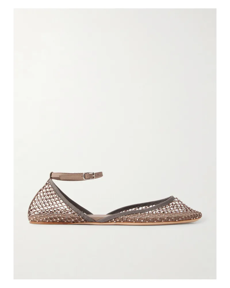 Christopher Esber Minette Ballerinas Aus Mesh Mit Lederbesätzen Und Kristallen - Braun Braun