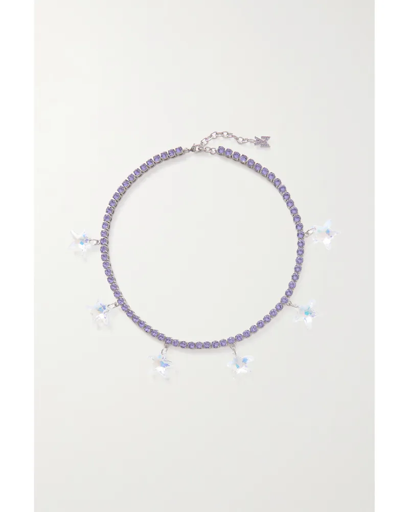 Amina Muaddi Daryl Choker Mit Kristallen Und Silberfarbenen Details - Lila Lila