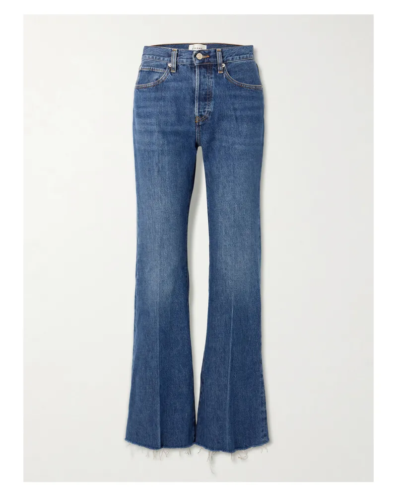 Frame Denim The Lax Distressed Mid-rise Flared Jeans - Blue Blue