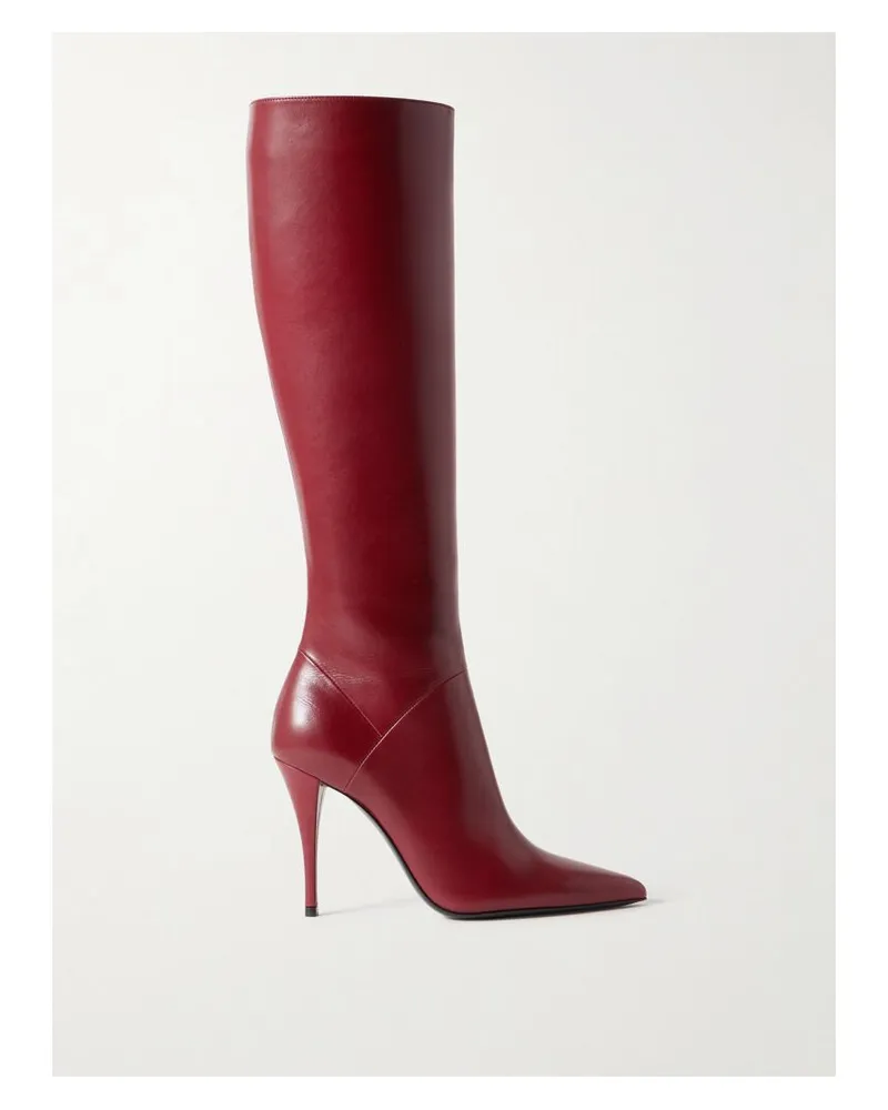 Saint Laurent Vivian Kniehohe Stiefel Aus Leder - Rot Rot
