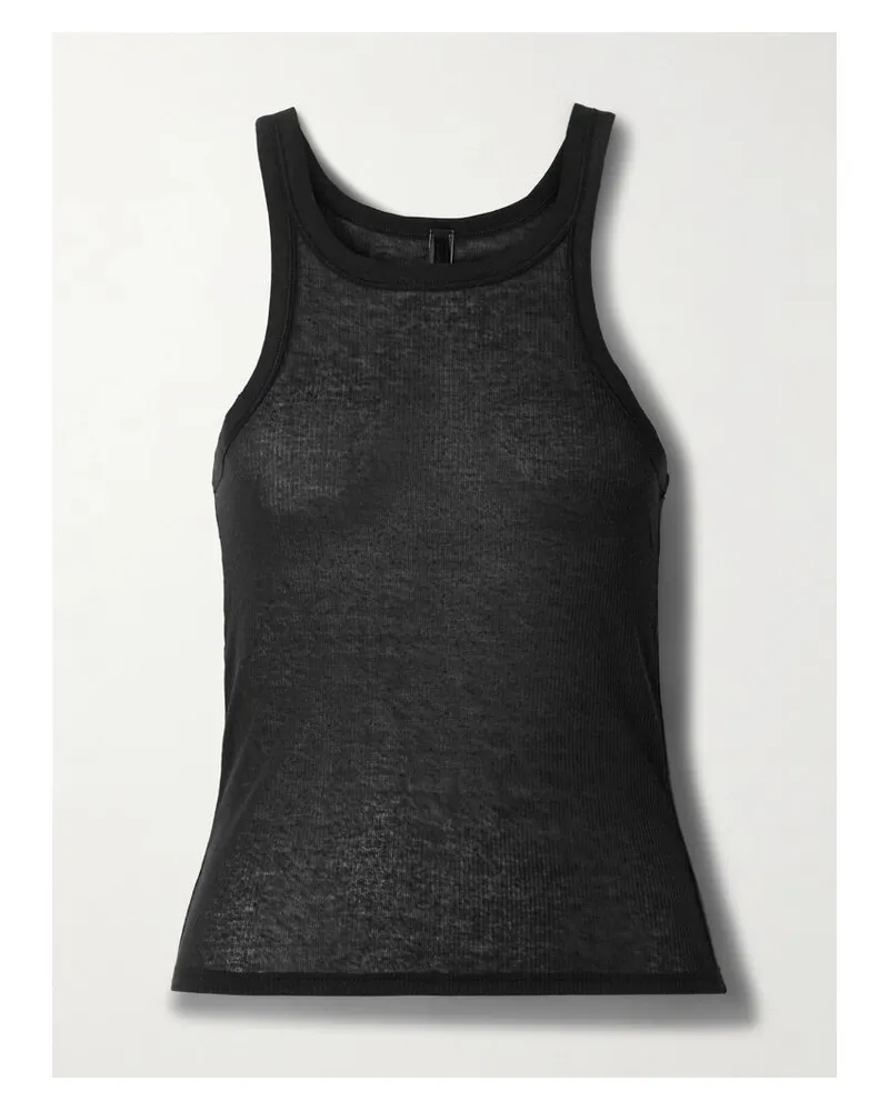 SKIMS Sheer Cotton Tank – Soot – Tanktop Aus Stretch-jersey - Schwarz Schwarz